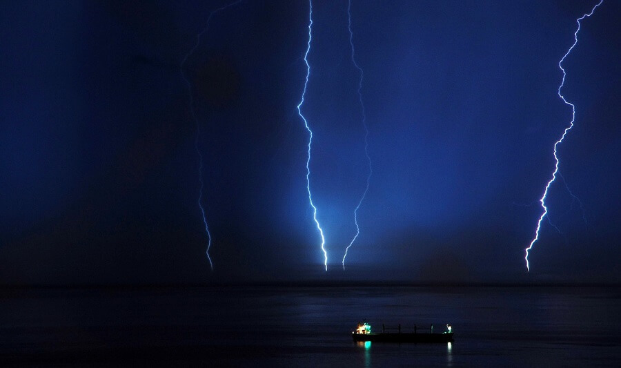 Lightning at sea is not fun